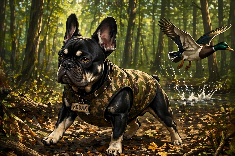 Cartoon Kodak in the forest hunting